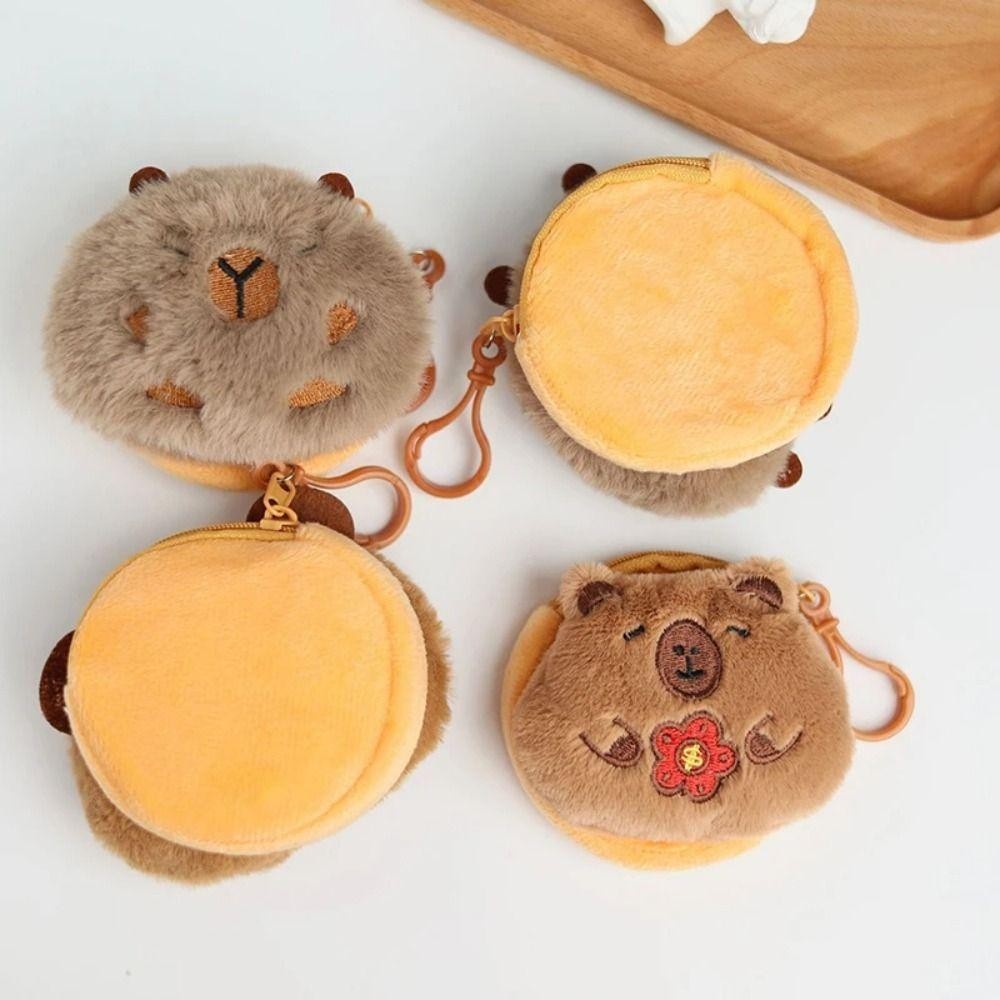 Gesh1 Capybara กระเป๋าใส่เหรียญตุ๊กตาอะนิเมะ,การ์ตูนสร้างสรรค์กระเป๋าใส่เหรียญขนาดเล็ก, Kawaii รอบกระเป๋าแฟชั่นจี้