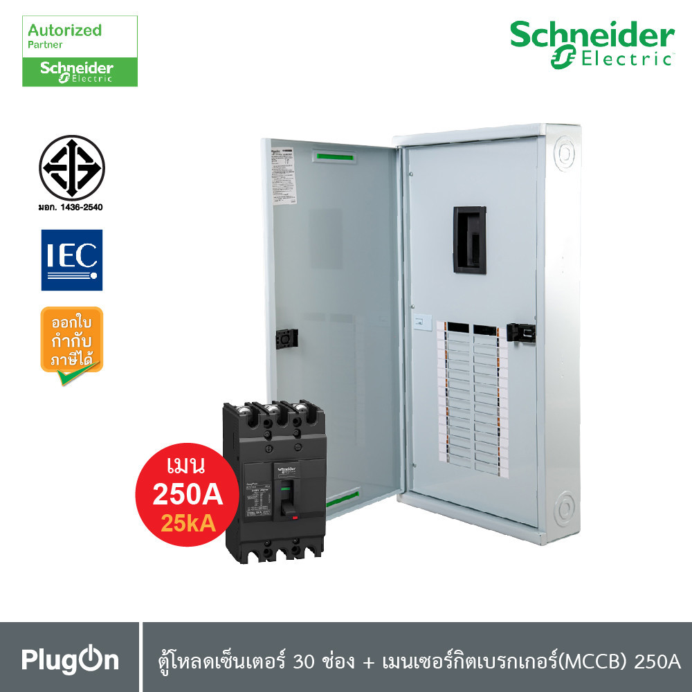 Schneider ตู้โหลดเซ็นเตอร์ 30 ช่อง + เมนเซอร์กิตเบรกเกอร์(MCCB) 250A รหัส QO3-250EZ30G/SN+EZC250N325