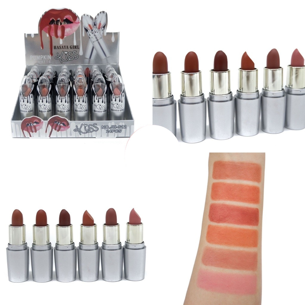 (UPD) (24แท่ง) HASAYA GIRL Kiss Pumpkin Matte Lipstick ลิปสติกแมทต์ เนื้อเนียนนุ่ม เกลี่ยง่าย ไม่ตกร