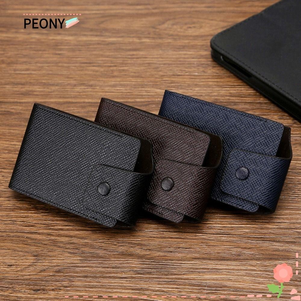 Peonypavilion Mens Mini Card Wallet, Leather Multi-slot Card Holder Bag, Anti-theft Solid Color Coin Purse Organ Card Purse