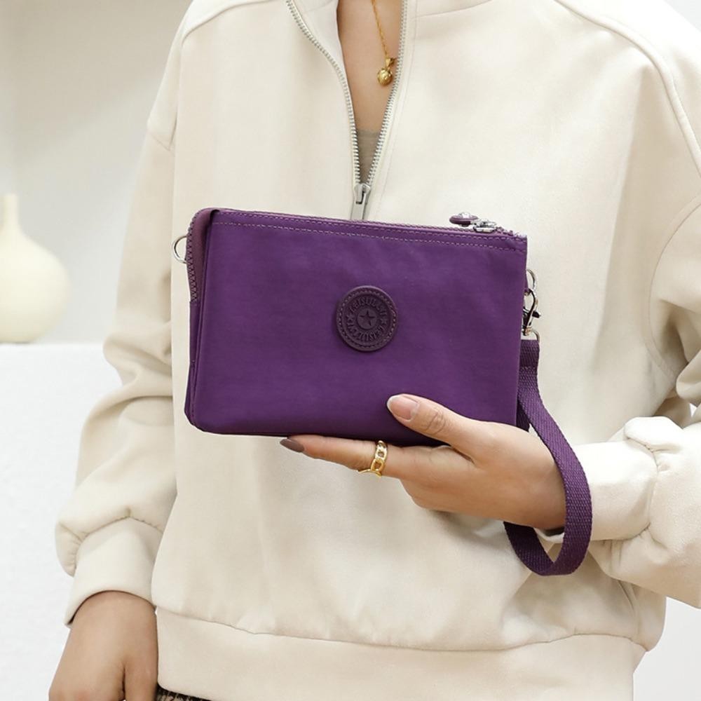 CARAMELO Canvas Wallet กระเป๋าใส่เหรียญหลายชั้นแบบพกพา Simple Large capacity Nylon Money Handbag ID บัตรเครดิต