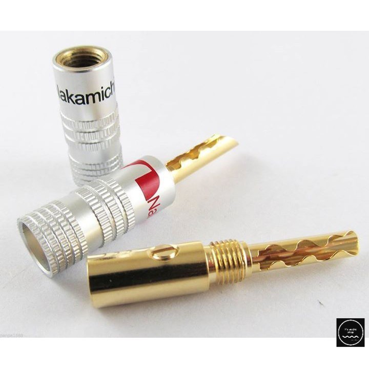 ..บานาน่า Nakamichi BFA  (ปากฉลาม) สำหรับสายลำโพง งานคุณภาพ ชุบทอง 24K ราคาต่อคู่ แดง1 ดำ1..