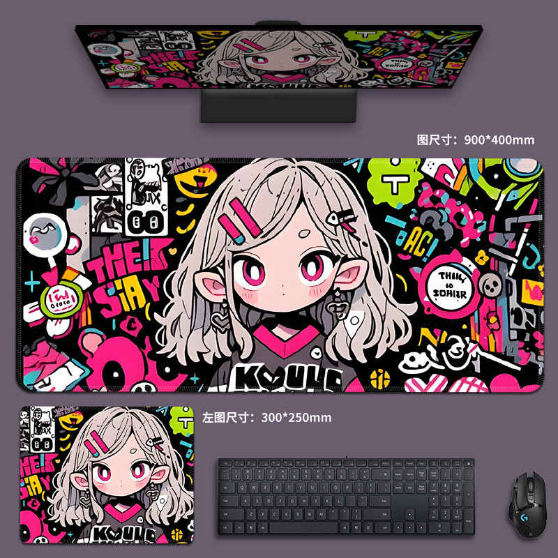 แผ ่ นรองเมาส ์ ขนาดใหญ ่ Graffiti Girl แป ้ นพิมพ ์ Pad Cool หอพักสํานักงานแผ ่ นรองเมาส ์ แผ ่ นรองโต ๊ ะ
