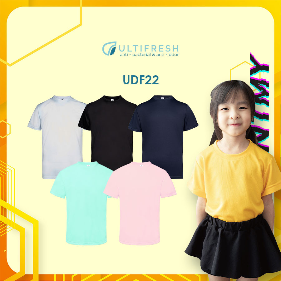 Ultifresh UDF22 NTMY.os Performance ไมโครไฟเบอร์ Dri-Fit Anti-Bacterial Anti-กลิ่นลูกเรือคอเด็กเยาวช