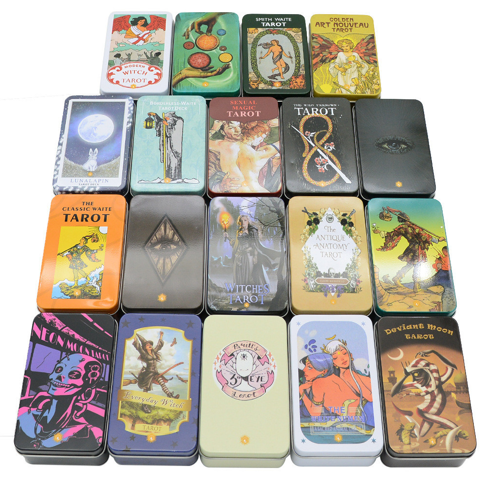 Preferred#Waite Iron Box Tarot Suit Card Board Game English Gilding Oracle Card Paper Manual Girls' EmotionWY4Z