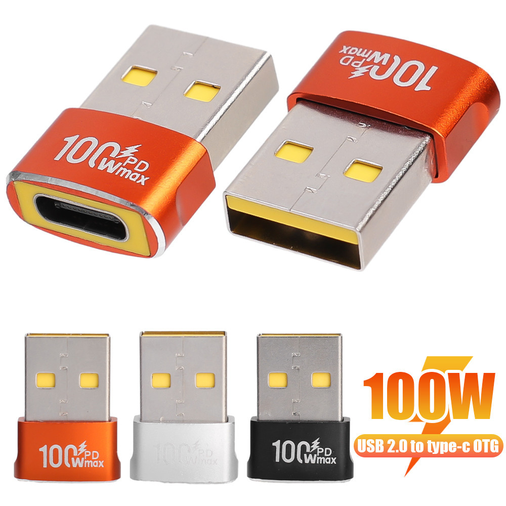 อะแดปเตอร์ USB2.0 เป็น Type-c 100W - ตัวแปลง OTG - ตัวขยายอะแดปเตอร์ชาร์จเร็ว - USB2.0 ตัวผู้เป็นตัวเมีย Type-c - ขั้วต่อส่งสัญญาณความเร็วสูง - เปลือกอลูมิเนียมอัลลอยด์