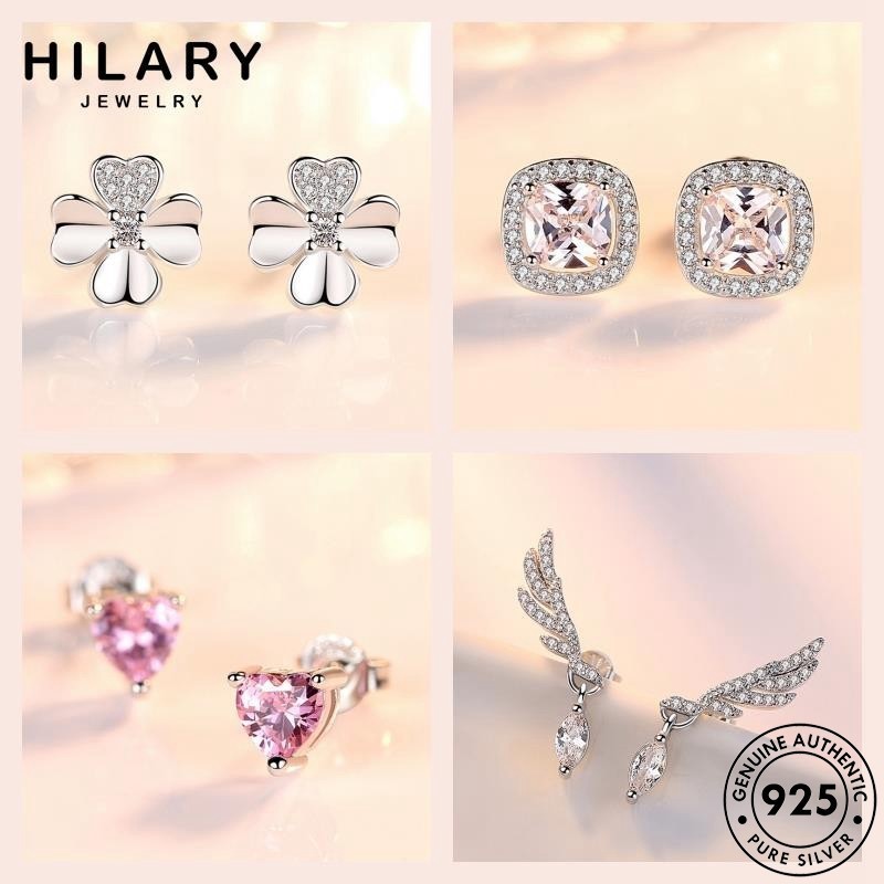 HILARY JEWELRY เพชร ห่วง ผู้หญิง 925 เงิน ต่างหู ตุ้มหู แท้ แฟชั่น M141