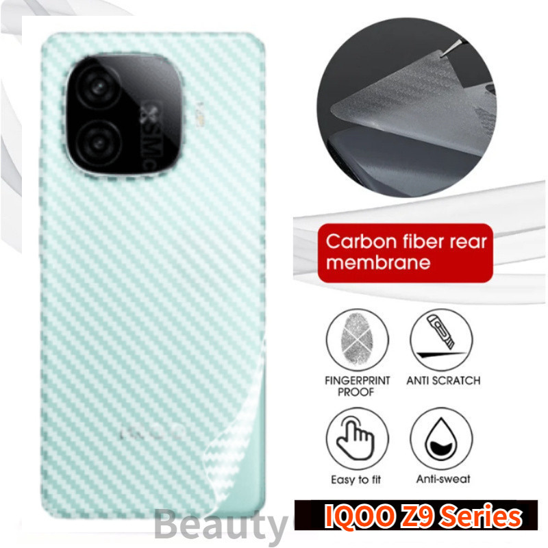 สําหรับ Vivo IQOO Z9 Turbo 5G คาร์บอนไฟเบอร์ฟิล์มสําหรับ IQOO Z9X z9turbo กลับป้องกันฟิล์ม IQOOZ9X Z