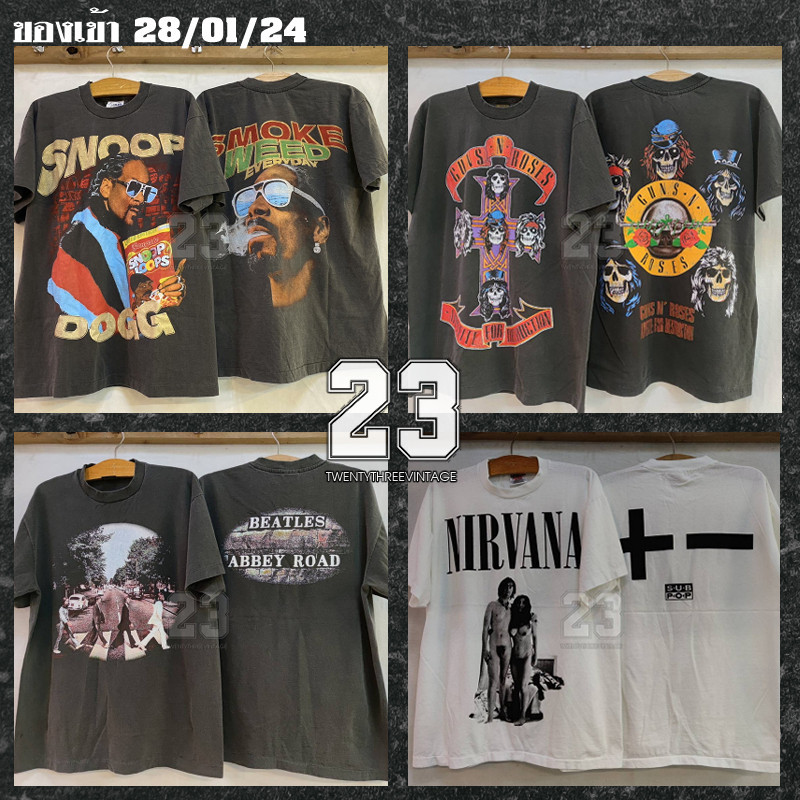 ย้อนยุค[ 23 ] ป้ายUSA เสื้อวินเทจ เสื้อทัวร์ วงร๊อค NIRVANA / BEATLES / GUNS N' ROSES / SNOOP DOGG สินค้าเข้าใหม่ 28/01
