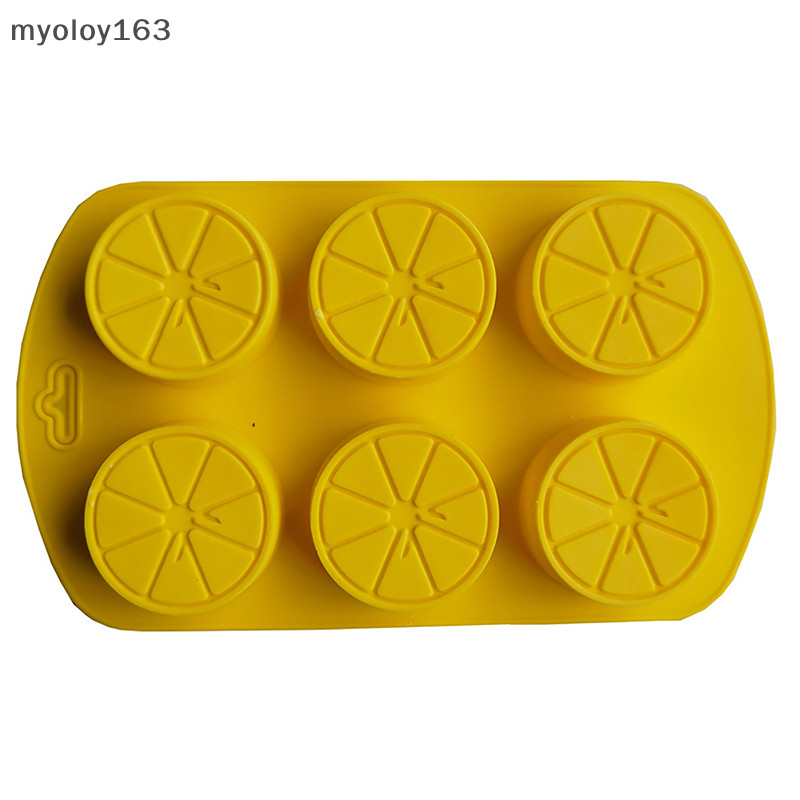 Myoloy แม่พิมพ์ซิลิโคนรูปผลไม้มะนาว DIY 6 หลุมแม่พิมพ์สบู่ Fondant ช็อกโกแลต Mould Clay เรซิ่นเค้กพุดดิ้งเบเกอรี่แม่พิมพ์ TH
