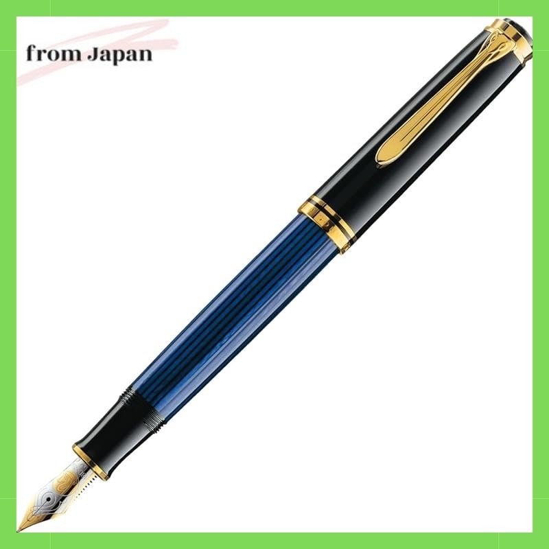 ปากกาหมึกซึม Pelikan Bb แถบสีฟ ้ าหนาพิเศษ Souverain M800, ถ ้ วยดูด Type, นําเข ้ าของแท ้
