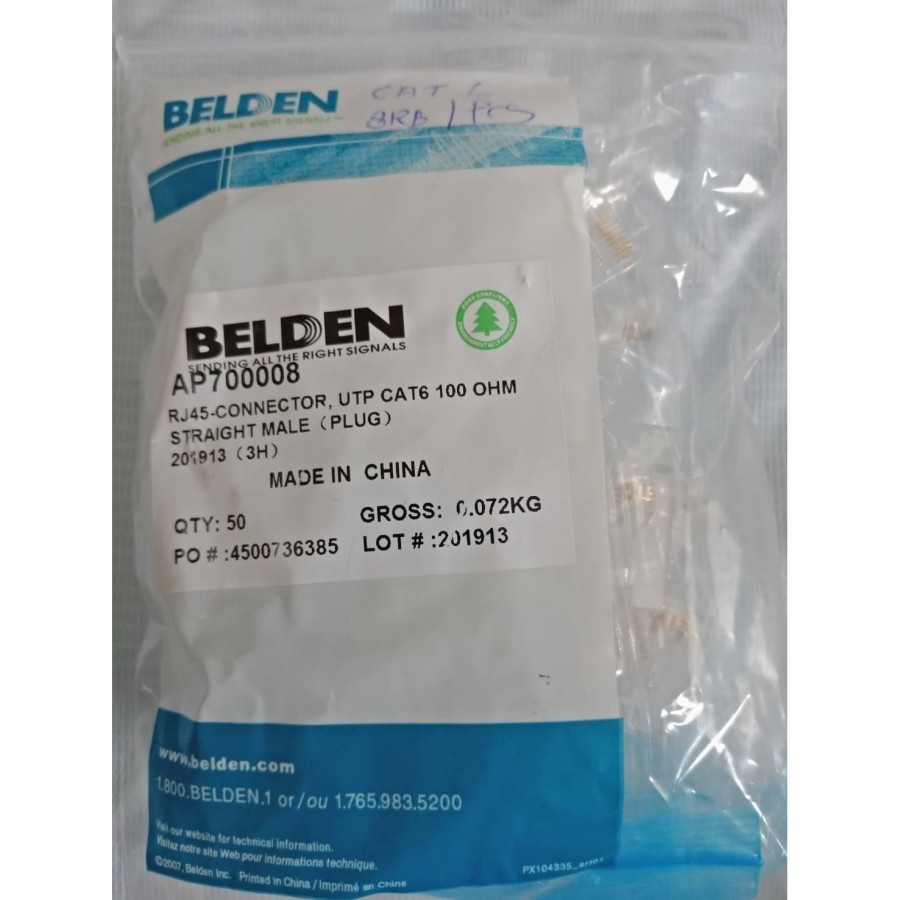 RJ45 CAT6 Belden RJ 45 ORI Jack Connector LAN ปลั๊กตัวผู้ CAT 6