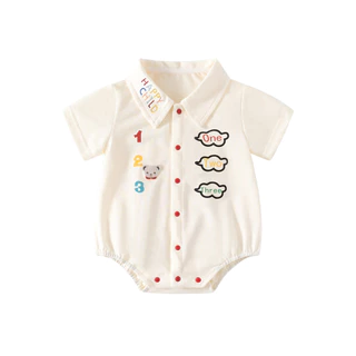 ฤดูร้อนใหม่คุณภาพสูงเด็กทารกและเด็กผู้หญิงแขนสั้น Onesie Super หล่อโปโลสไตล์เกาหลีการ์ตูนหมี Romper