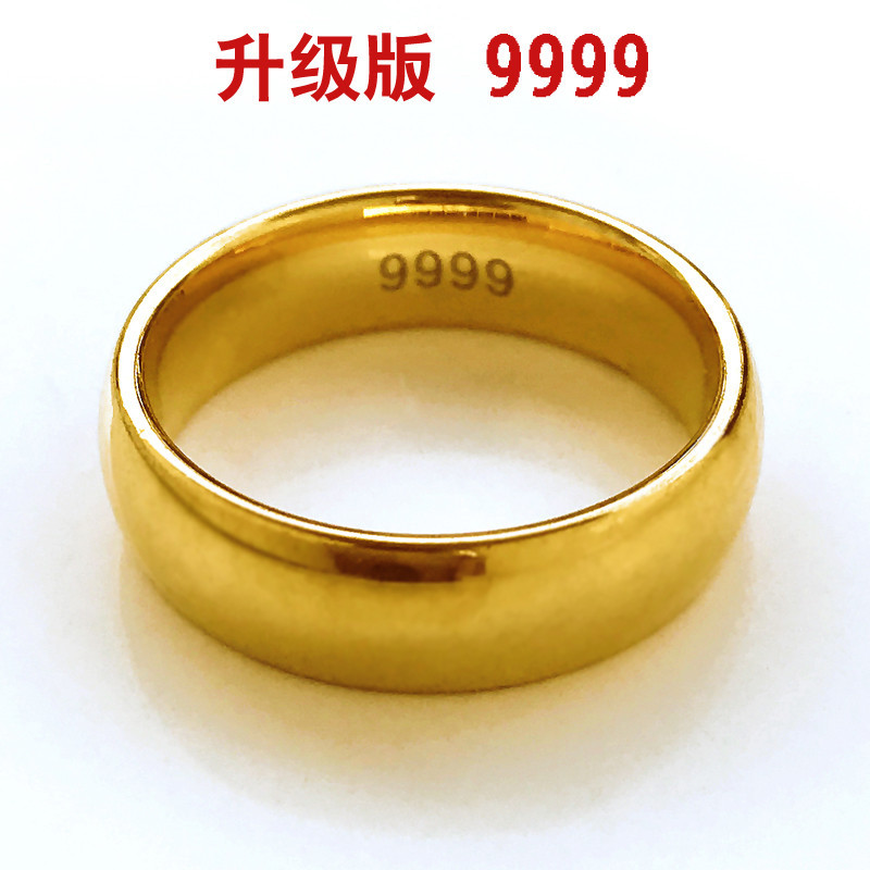 รุ ่ นอัพเกรดแหวนผู ้ ชายชุบทองยาวไม ่ เปลี ่ ยนสี 18K แหวนทองแท ้ ผู ้ ชายสีทองเวียดนามทรายแหวนทอง 999