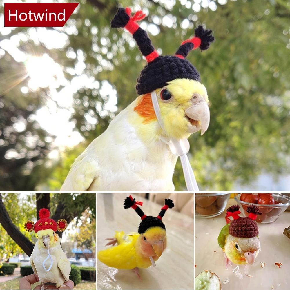 Hotwind สัตว์เลี้ยงหนูแฮมสเตอร์ Budgerigar Cockatiel Peony Parrot นกหมวกขนสัตว์โครเชต์ถักหมวกนกแก้วสัตว์เล็ก Mini หมวกนกของเล่น N8R4