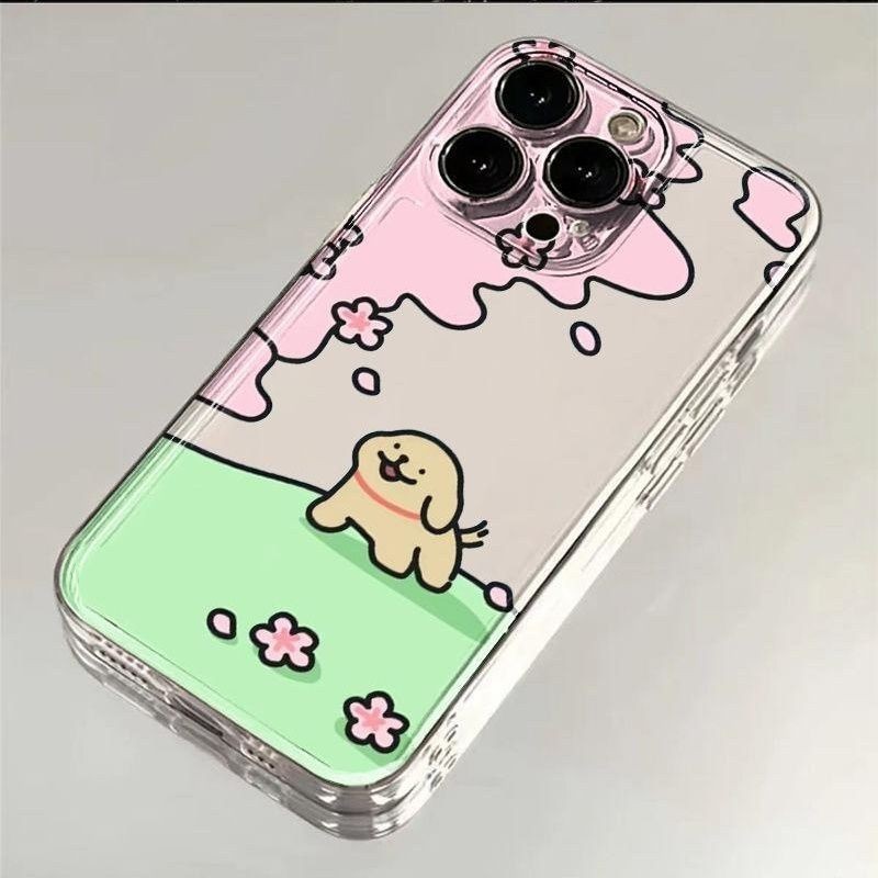 Sakura Line Puppy iPhone15 Apple 14/13promax เคสโทรศัพท ์ 11/12 Soft Case xs Space Case xr