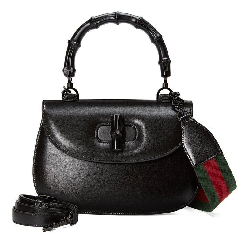 Gucci Neutral Black Bamboo Handle Shoulder Bag Handbag 100 % ของแท ้ FAGX