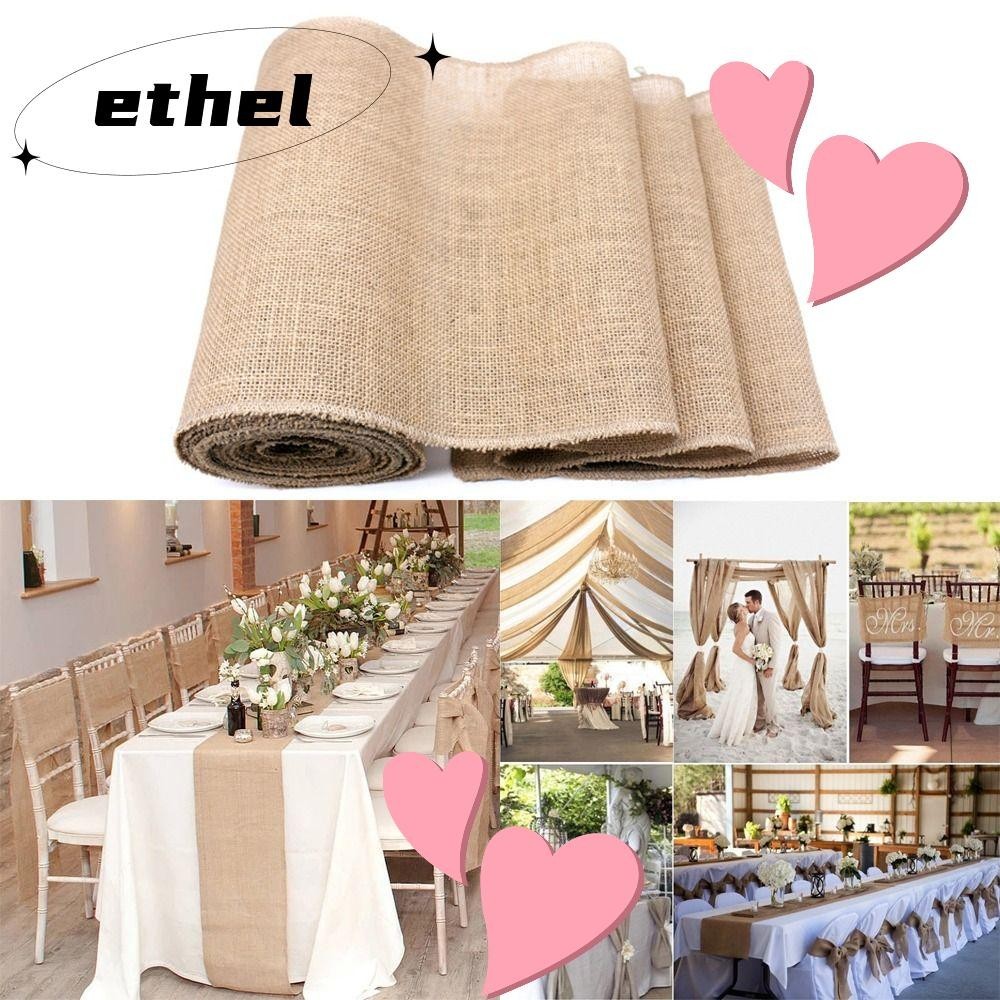 Ethel1 ธรรมชาติปอกระเจา Vintage ตาราง Runner Burlap Hessian ตาราง Runner ประเทศงานแต ่ งงานตกแต ่ งสําหรับคริสต ์ มาส Home ตาราง Runners