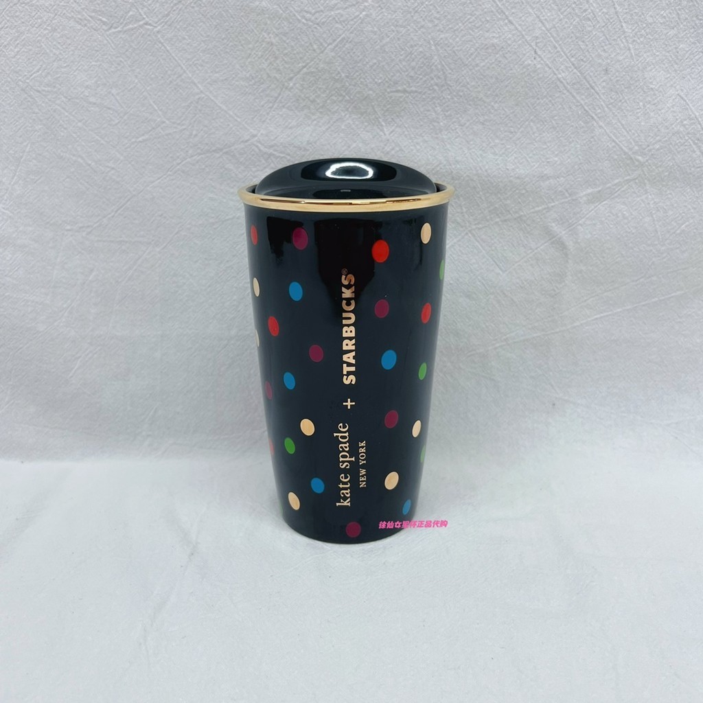 Starbucks Cup 23 Spring Kate Spade Joint Simple Black Polka Dot Double Layer Desktop Ceramic Mug Wat