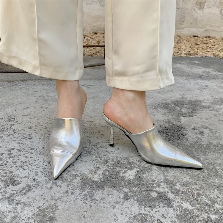 Pointed Toe รองเท ้ าส ้ นสูงเซ ็ กซี ่ ผู ้ หญิง PU ยาง Toe Stilettos