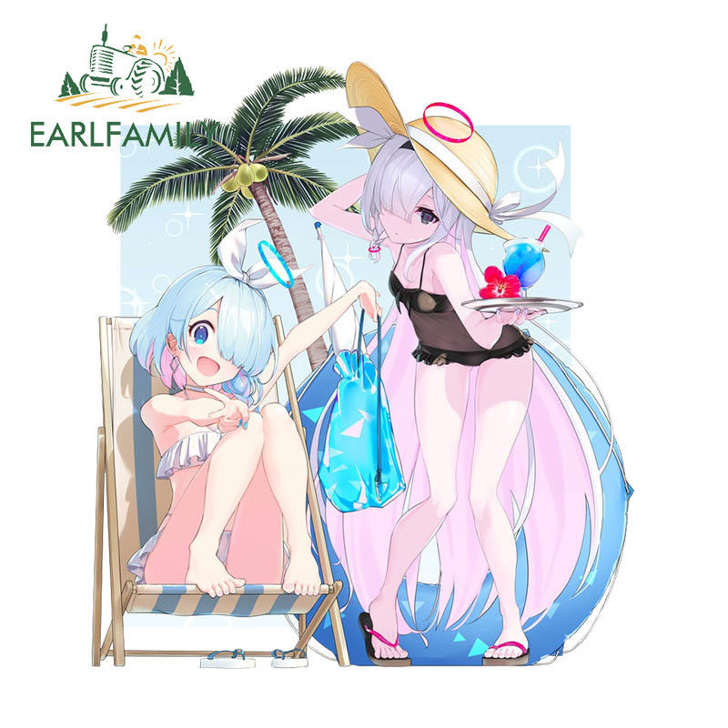 Earlfamily 13 ซม.x 11.6 ซม.สําหรับBlue Archive Loliเกมร้อนรถสติกเกอร์สร้างสรรค์น่ารักกันน้ําWindows Tumbler JDM Decalโทรทัศน์ตกแต่ง