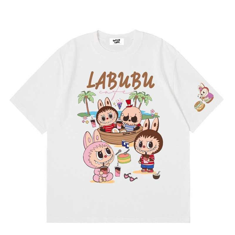 🌷 ‼️เสื้อยืด(QottonLand)Labubu Cafe
