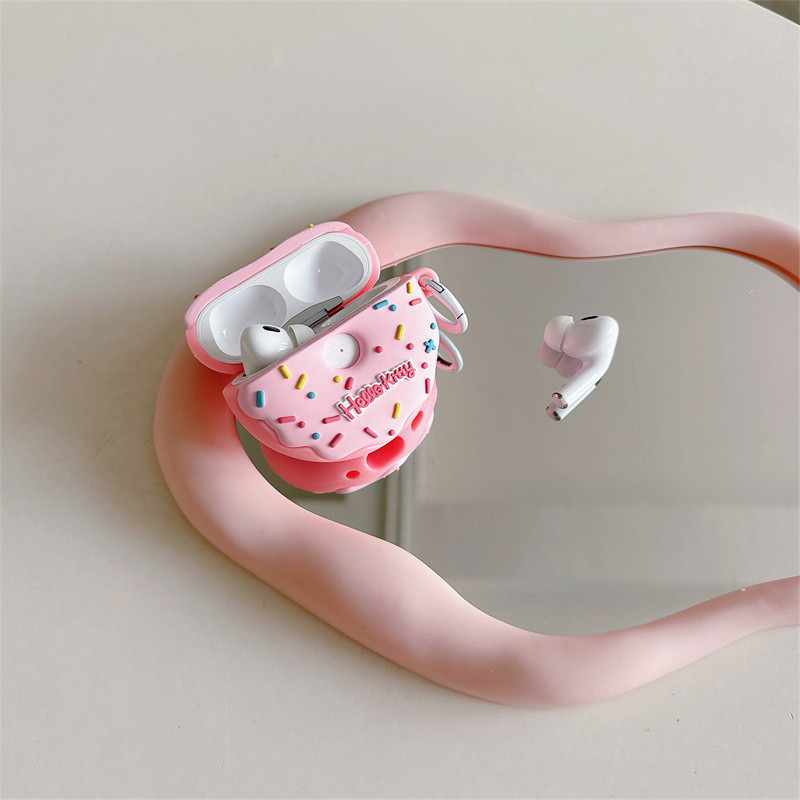 (AirPods4 Case)doughnut Hello Kitty Case สําหรับ AirPods4(2024)1/2/3/Pro/Pro2 เคสซิลิโคนอ่อนนุ่มพร้อมคาราบิเนอร์ ราคา ถูกที่สุด ดีลบีเคเค แกลเลอรีภาพที่ 8