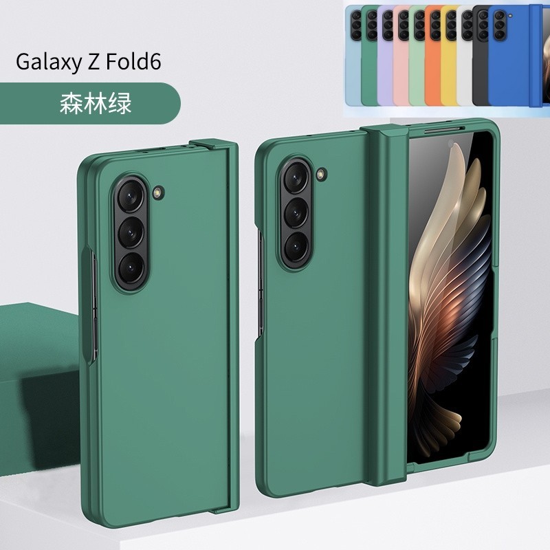 เคสพับสีทึบบางเฉียบปลอก Samsung Galaxy Z พับ 6 Z พับ 5 Z พับ 4 Z พับ 3 ผิวป้องกันบานพับเต็มรูปแบบกันกระแทก Hard Pc ฝาหลัง Shell