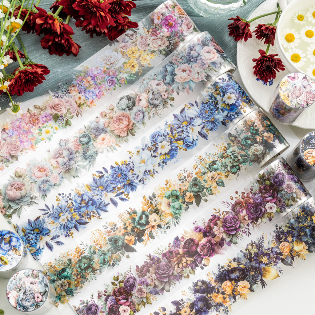 Journamm 50mm *2m ดอกไม ้ เทป Decor Junk Journal Collage อัลบั ้ มภาพ DIY Scrapbooking น ่ ารักเครื ่ องเขียนเทป