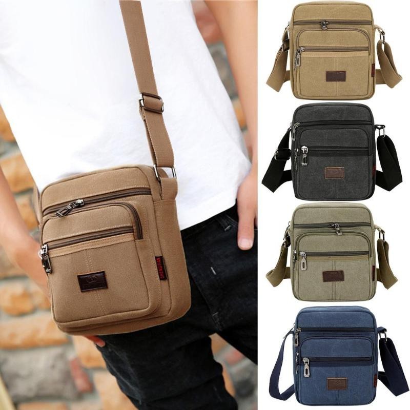 Men Crossbody Shoulder Bag Men Casual Travel Messenger Bag Phone Pouch Canvas Sling Bag