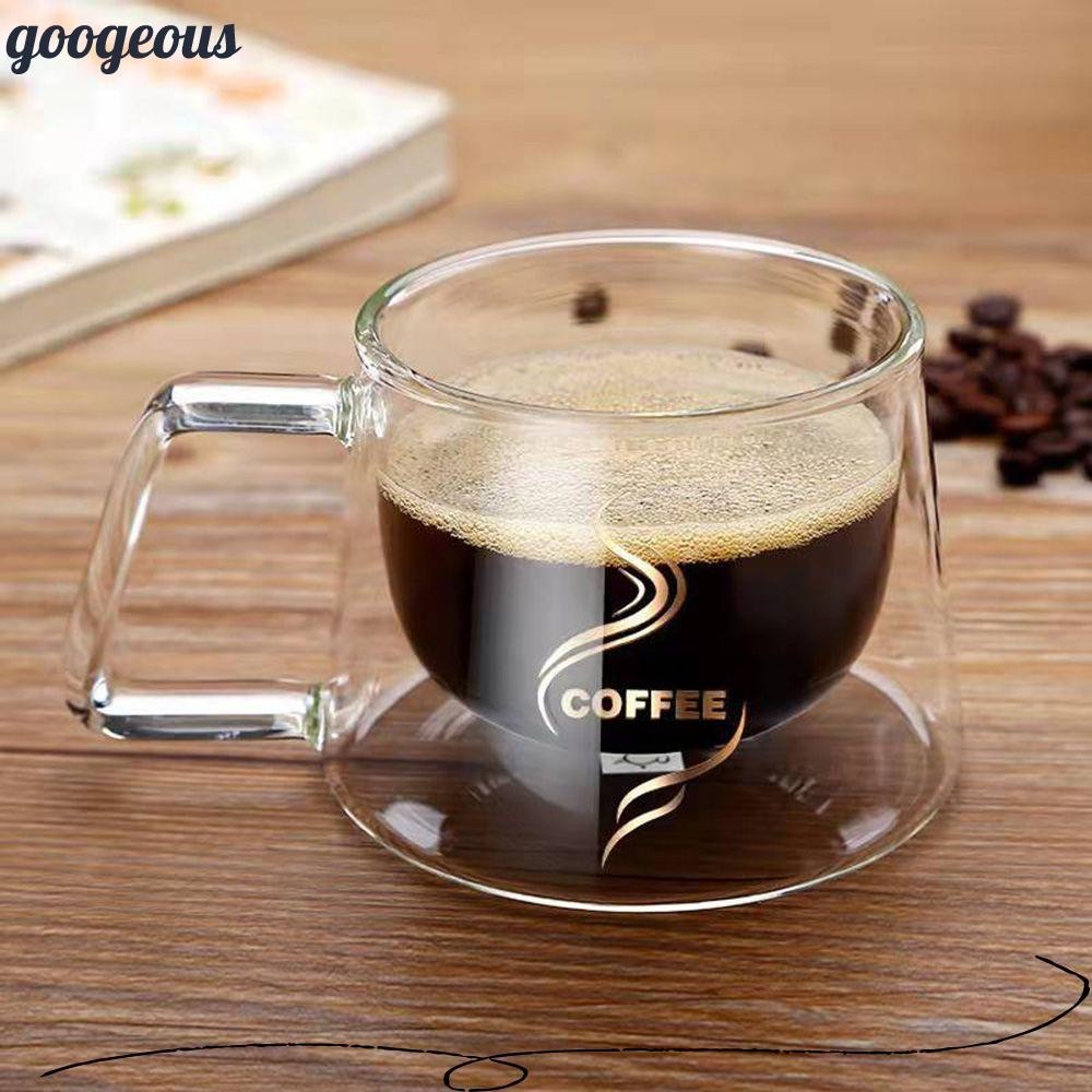 Googeous 200ml ถ ้ วยชากาแฟทนความร ้ อนผนังคู ่ สูง Borosilicate แก ้ วอาหารเช ้ า