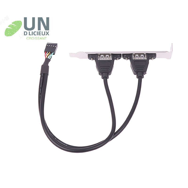ดี 30 ซม.สีดํา 2 พอร์ต USB 2.0 เมนบอร์ดแผงด้านหลังขยายไปยัง IDC 9 พินเมนบอร์ดสาย USB อะแดปเตอร์โฮสต์ได้ดี
