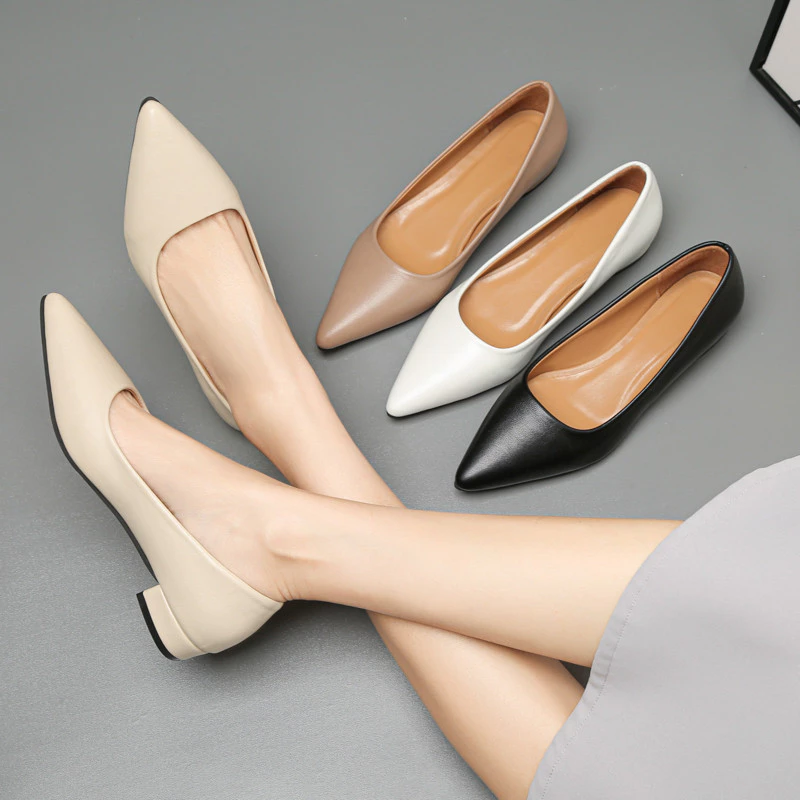 ผู ้ หญิงบัลเล ่ ต ์ Flats สุภาพสตรีแฟชั ่ น Pointed Toe รองเท ้ าทํางานสบาย Soft Sole All-match Flats