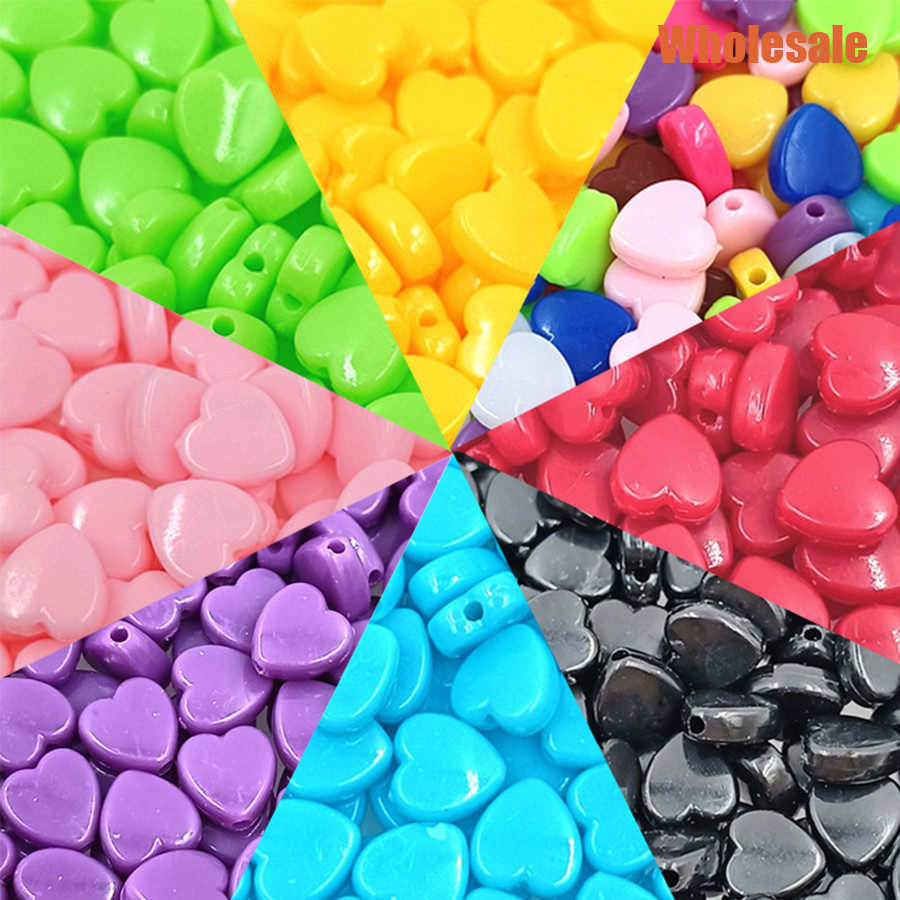 50pcs 8.5 *9mm อะคริลิค Crafted Candy สีหลวมลูกปัดหัวใจ DIY สําหรับเครื ่ องประดับทําอุปกรณ ์ เสริม Multicolor Handmade อุปกรณ ์