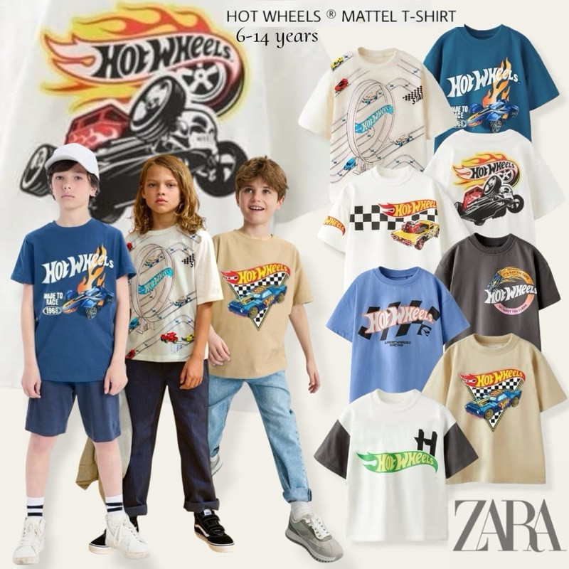 เสื้อยืด Zara HOTWHEEL สําหรับเด็กผู้ชาย / Boy Tee Tshirt สําหรับเด็กผู้ชาย 6T-14T - พื้นที่ครอบครัว