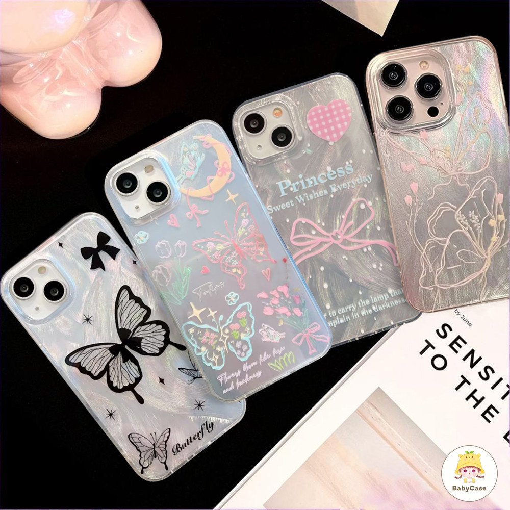 หรูหราเส้นด้ายขนนกเลเซอร์การ์ดแฟนตาซีผีเสื้อกุทัณฑ์กรณีสำหรับ iPhone 15 13 11 14 12 Pro Max 7plus XR 7 8 Plus X XS Max