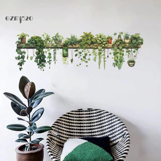 [GZMJ] 90x30 ซม.พืชสีเขียวสติ๊กเกอร์ติดผนังกันน้ํา PVC Self-กาวห้องนั่งเล่นที่ทันสมัยเด็กห้องนอนกระถางต้นไม้ Greenery Wall Art ตกแต่งรูปลอก
