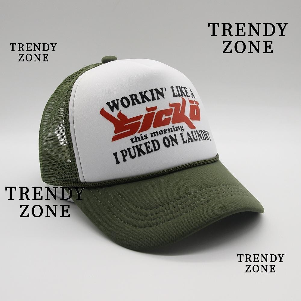 Trendyzone ตาข ่ าย Caps, Hip Hop พิมพ ์ ตัวอักษรเบสบอลหมวก Breathable Y2k Sun Hat