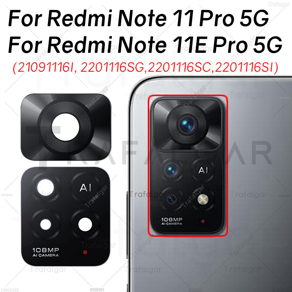 ฝาครอบเลนส์กระจกกล้องด้านหลังสําหรับ Xiaomi Redmi Note 11 Pro 5G Note 11E Pro 21091116ฉัน 2201116เอสจี 2201116สสส 2201116และ สติ๊กเกอร์เปลี่ยน+