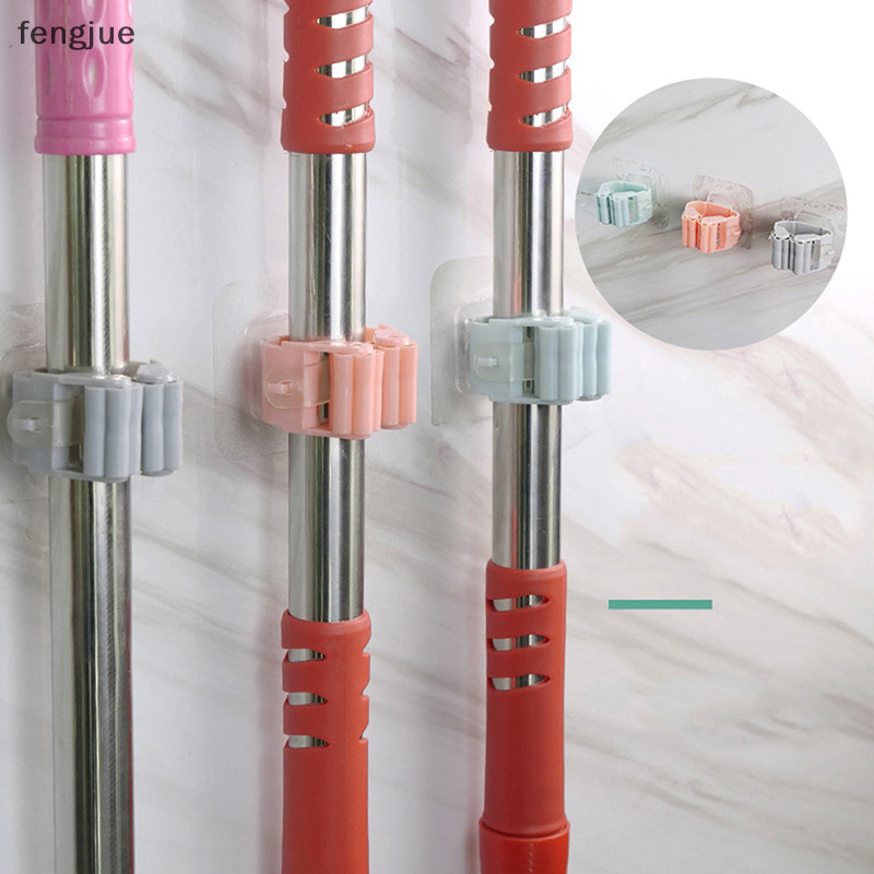 Fengjue ติดผนัง Mop คลิป Mop ผู้ถือแปรงแขวน Home Storage Rack ห้องน้ําตะขอ TH