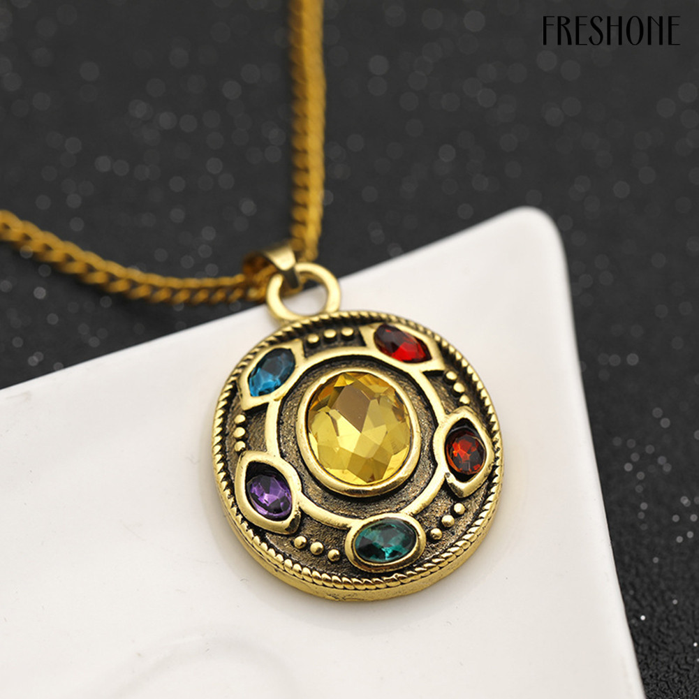 [FS ] Avengers Thanos Infinity Stone Necklace Round Charm Pendant Fashion Jewelry Gift