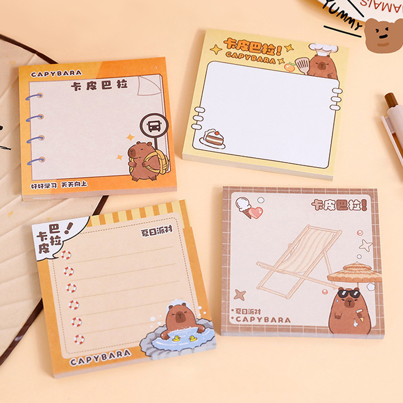 50 แผ ่ นการ ์ ตูนสร ้ างสรรค ์ Capybara Sticky Notes นักเรียนแบบพกพา Note กระดาษ Memo Pad