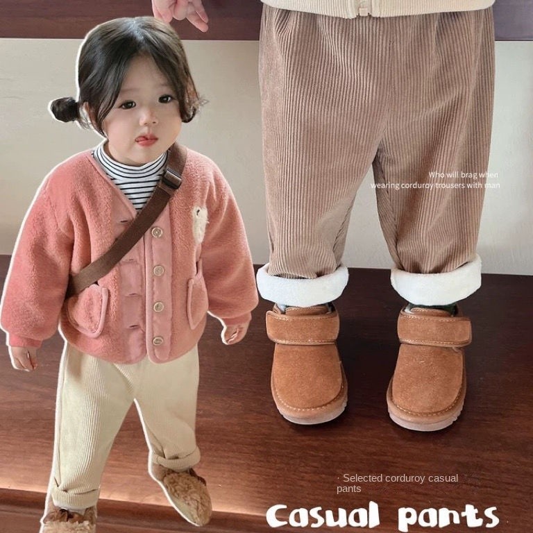 ใหม ่ ฤดูใบไม ้ ร ่ วงฤดูหนาวเด ็ กวัยหัดเดินชายหญิง Casual Corduroy กางเกงเด ็ กกางเกงเด ็ กกางเกงหลวมนอกอเนกประสงค ์