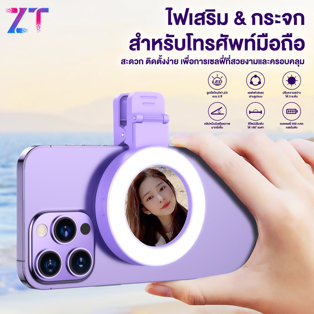 【Shizhua ของแท้】โคมไฟเซลฟี่ ไฟเซลฟี่โทรศัพท์ ไฟเซลฟี่หนีบมือถือ ไฟถ่ายรูปพกพา แบบคลิปหนีบ พร้อมกระจกเซลฟี่ โคมไฟเติมแสง