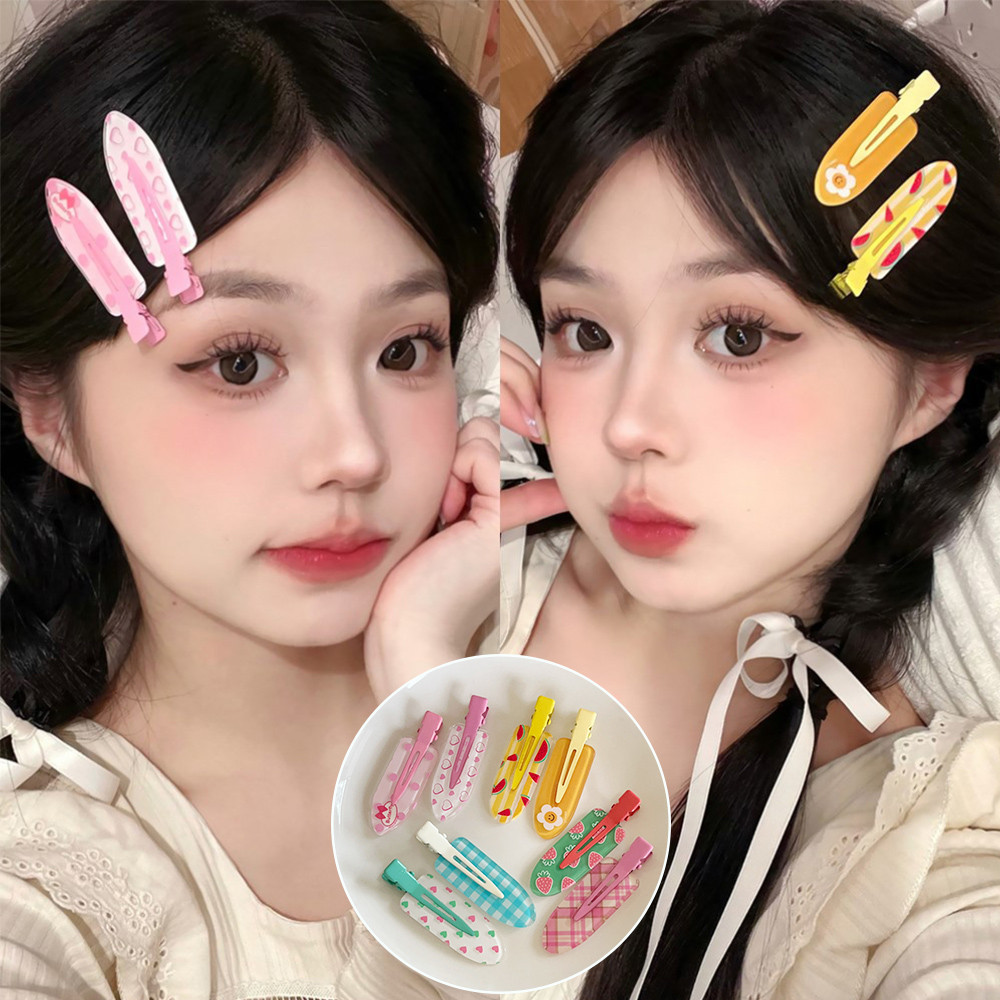 น่ารักอเนกประสงค์สตรอเบอร์รี่ตาหมากรุกผมหักด้วยอุปกรณ์เสริมกิ๊บติดผมด้านข้างหน้าม้า