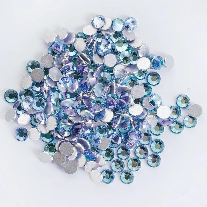 Qiao Teal ภูเขาไฟ Rhinestones Non HotFix คริสตัล Glitter Rhinestone 3D Art หินอัญมณีรองเท ้ าตกแต ่ งสําหรับงานฝีมือ