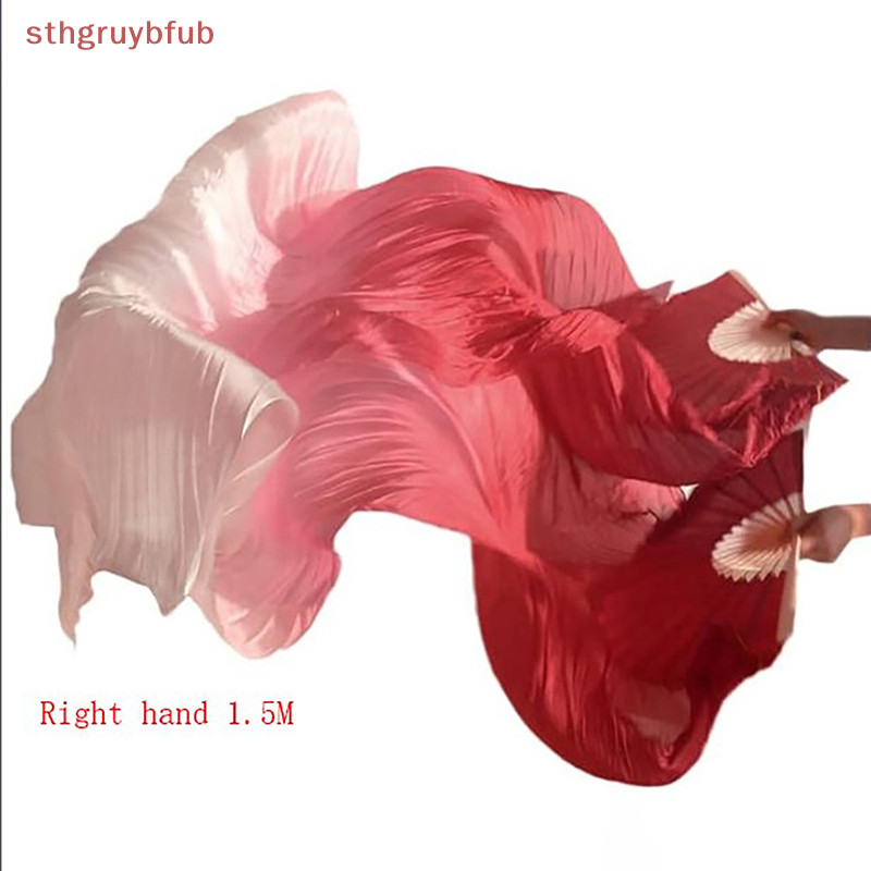 Sthb ขวามือ 150 ซม.ยาวพัดลมเต ้ นรําขายร ้ อนMs.Belly GradientสีDancerฝึกยาวเลียนแบบเต ้ นรําPropsผ ้ าไหมแฟนTH