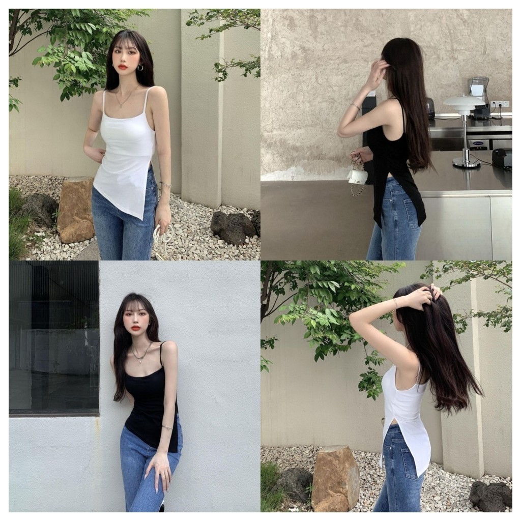 Glassy Sky💖​พร้อมส่ง💖เสื้อสายเดี่ยวไหมพรม (11059)ผ่าด้านข้างสุดเซ็กซี่ ผ้านุ่ม ยืด