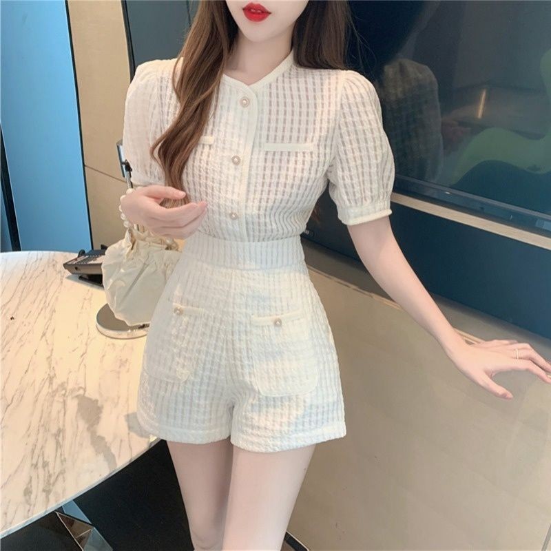 ฝรั่งเศสย้อนยุคสไตล์ฮ่องกงฟองเสื้อแขนสั้นสุภาพสตรีฤดูร้อนออกแบบซอกเก๋สั้นสุดดีด้านบน