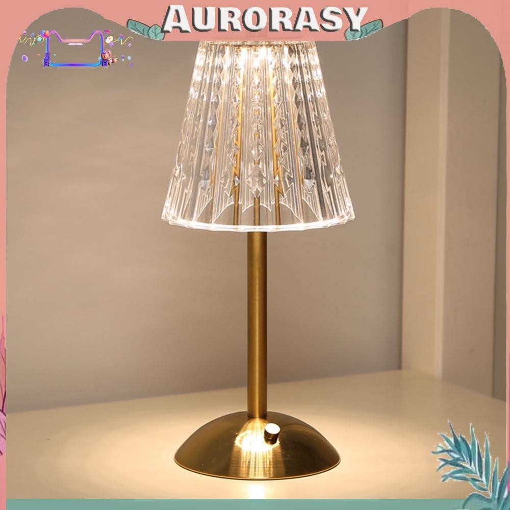 [AS] โคมไฟตั้งโต๊ะคริสตัล 3 สี LED โคมไฟตั้งโต๊ะหรี่แสงได้ตกแต่งบาร์แบบชาร์จไฟได้